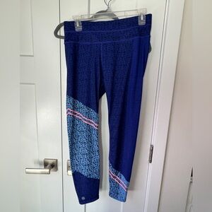 Athleta Blue and Pink Cropped Leggings (M)